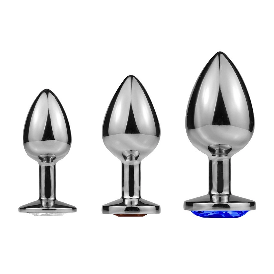 Plug Anal Acier Inoxydable – Arrondi, Tailles S/M/L - Strass