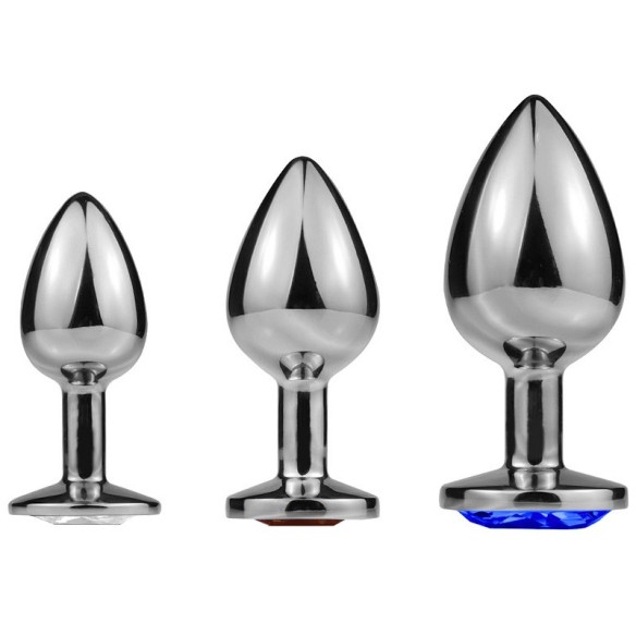 Plug Anal Acier Inoxydable – Arrondi, Tailles S/M/L - Strass