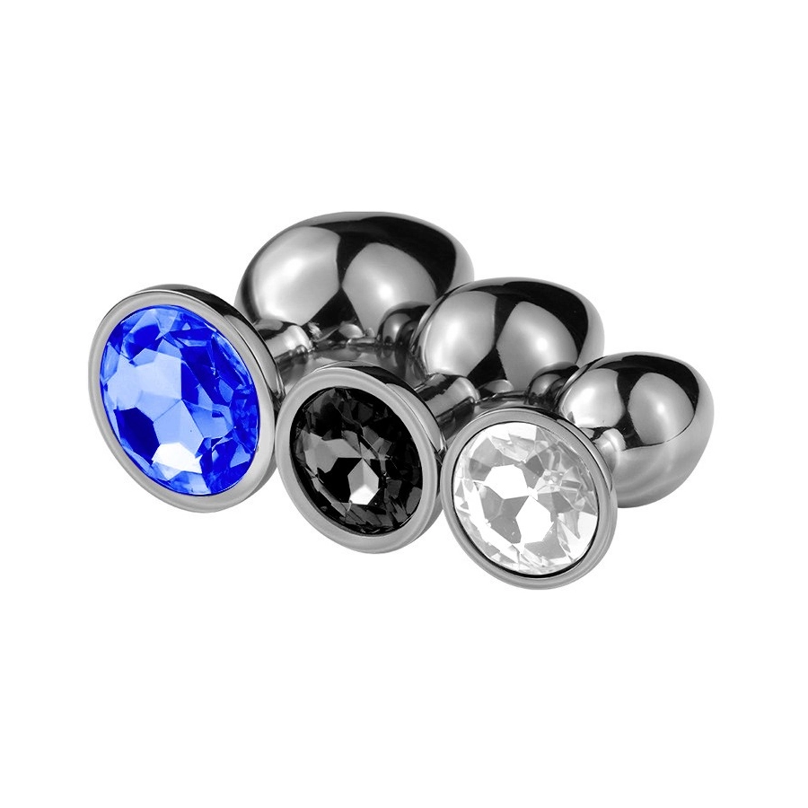 Plug Anal Acier Inoxydable – Arrondi, Tailles S/M/L - Strass