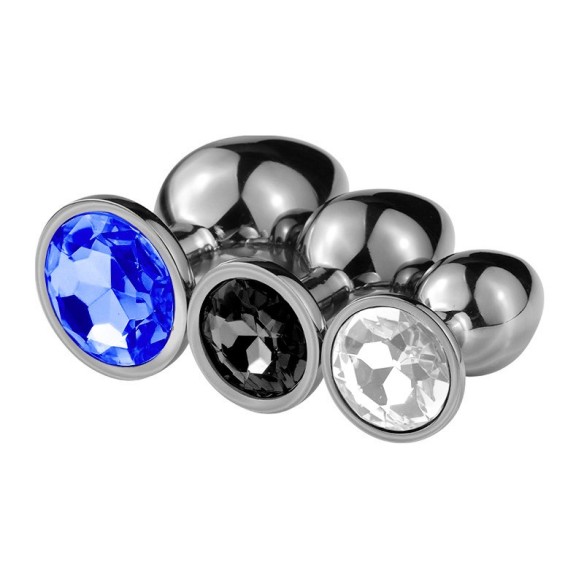 Plug Anal Acier Inoxydable – Arrondi, Tailles S/M/L - Strass