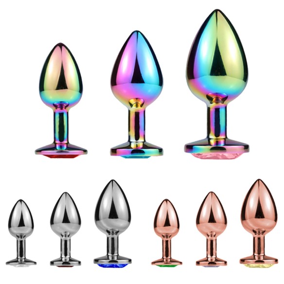 Plug Anal Acier Inoxydable – Arrondi, Tailles S/M/L - Strass Plug Anal Acier Inoxydable – Arrondi, Tailles S/M/L - Strass