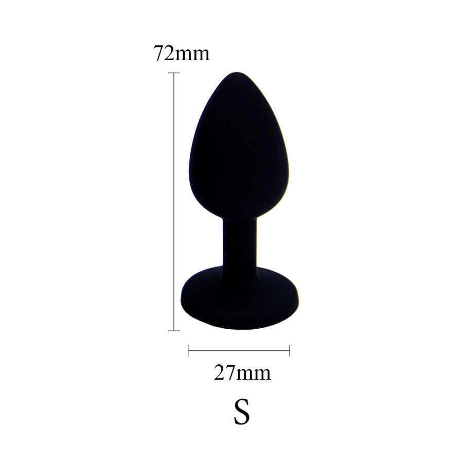Plug Anal Silicone Noir – Arrondi, Tailles S/M/L, Strass