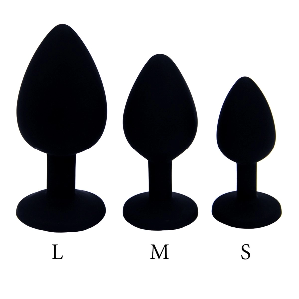 Plug Anal Silicone Noir – Arrondi, Tailles S/M/L, Strass