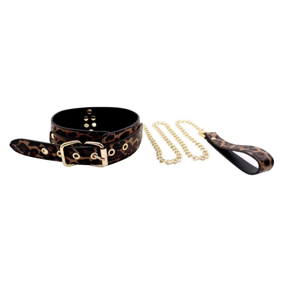 Kit BDSM Jungle Sauvage, Set Complet en Cuir Léopard