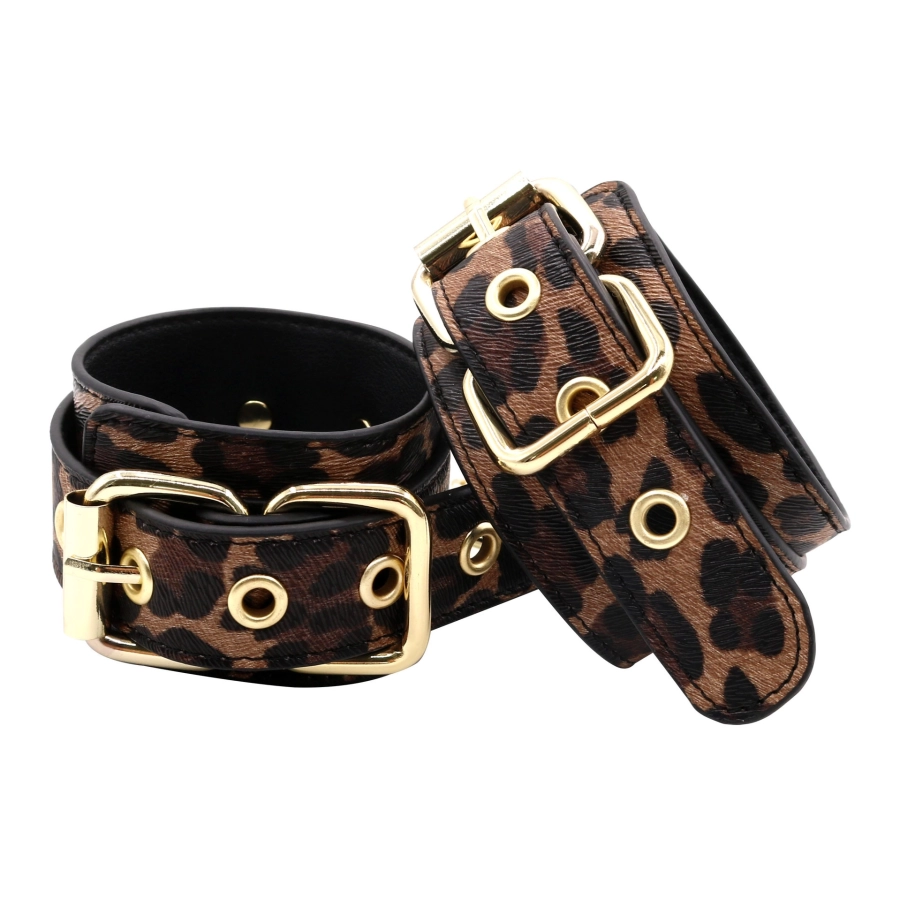 Kit BDSM Jungle Sauvage, Set Complet en Cuir Léopard
