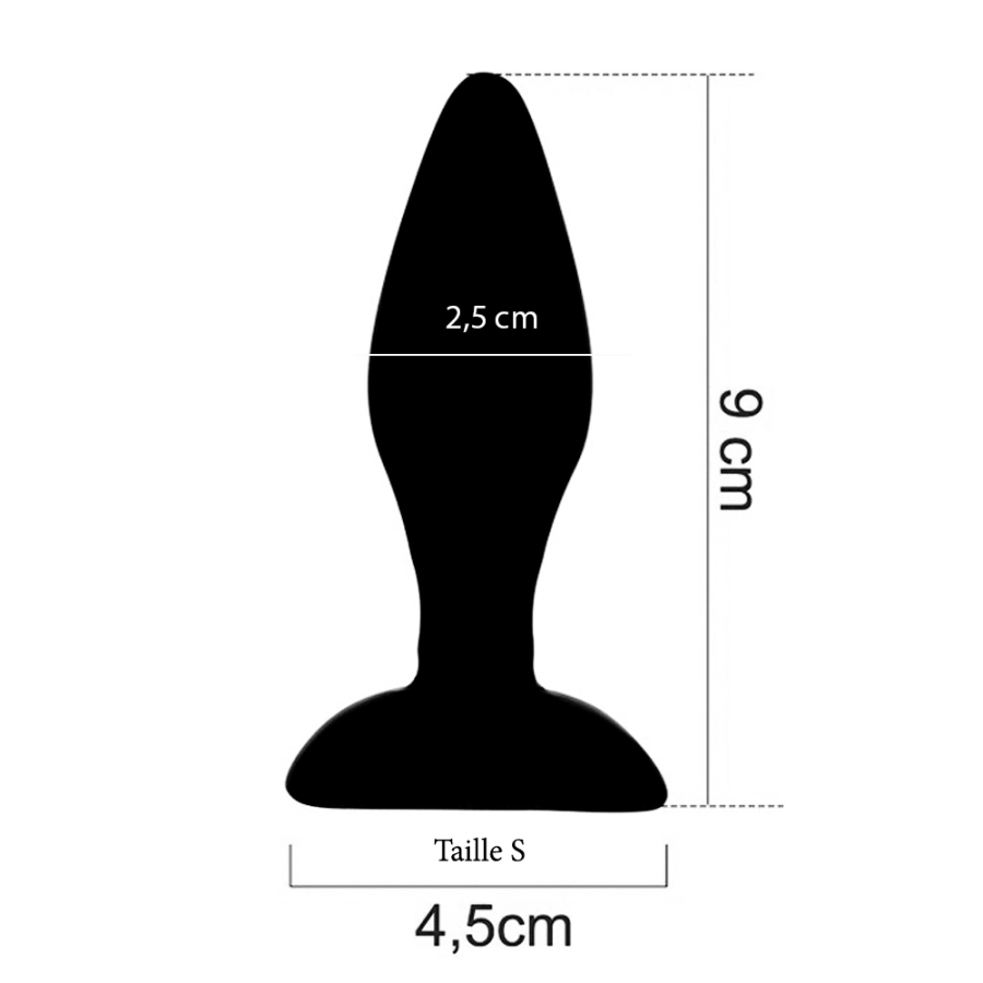 Plug Anal en Silicone Noir – Forme Fuselée, Tailles S/M/L