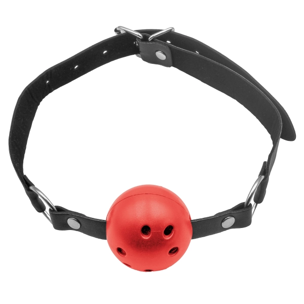 Baillon BDSM Boule Respirant, Cuir Vegan Noir 2