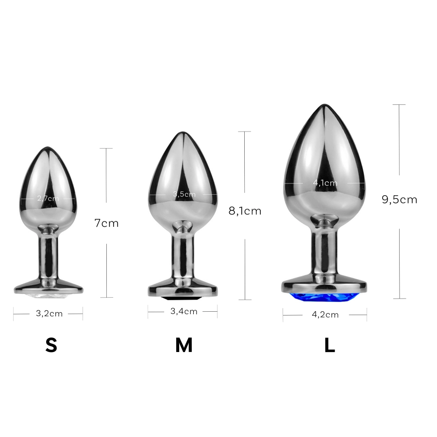 Plug Anal Acier Inoxydable – Arrondi, Tailles S/M/L - Strass